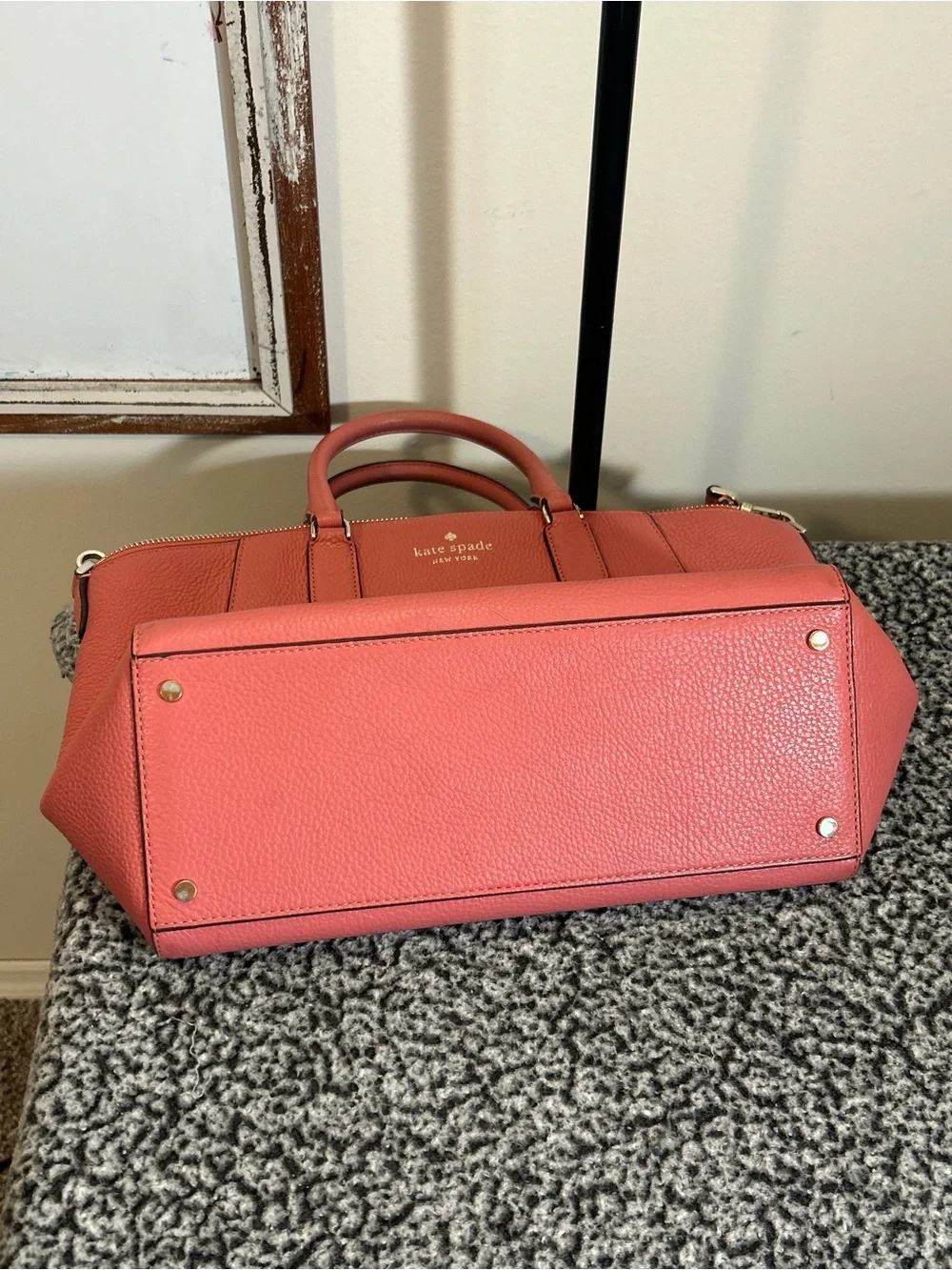 kate spade Coral Pebbled Leather Satchel with Crossbody Strap
